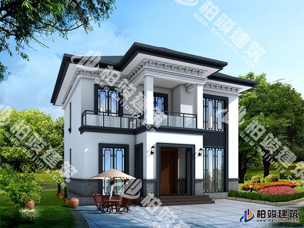 新款農(nóng)村自建二層別墅設(shè)計(jì)圖，新中式風(fēng)格，戶型布局實(shí)用