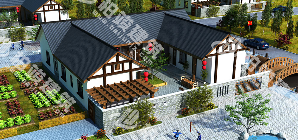 農(nóng)村自建三合院設(shè)計圖，大尺度中式庭院，造價僅20萬