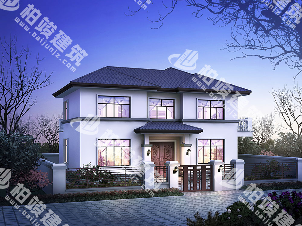 二層現(xiàn)代風(fēng)格自建房設(shè)計圖，框架結(jié)構(gòu)，大氣設(shè)計