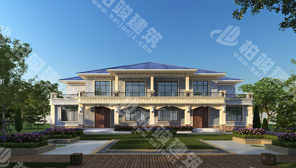 農(nóng)村自建二層雙拼別墅，磚混結(jié)構(gòu)，簡歐風(fēng)格，戶型通透，布局合理