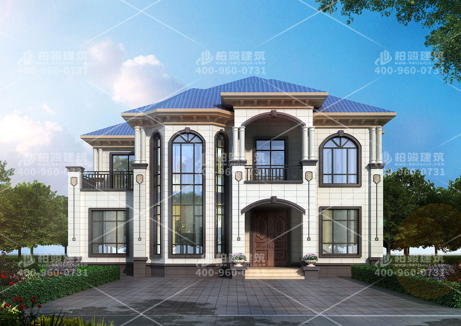 二層樓房設(shè)計(jì)，帶羅馬柱經(jīng)典歐式