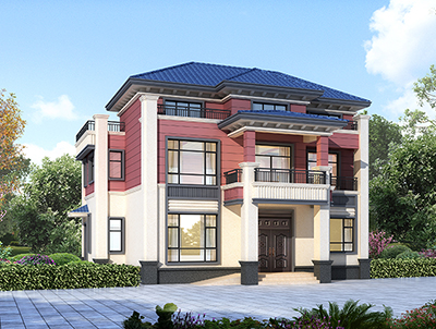 三層別墅設(shè)計圖，帶大空間露臺。