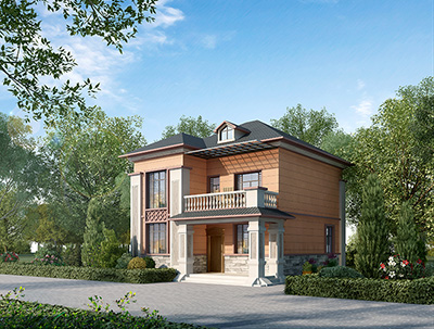 二層小別墅設(shè)計圖，帶外觀效果圖