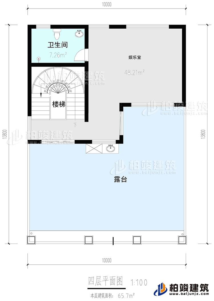 四層:娛樂室，公衛(wèi)，樓梯，露臺
