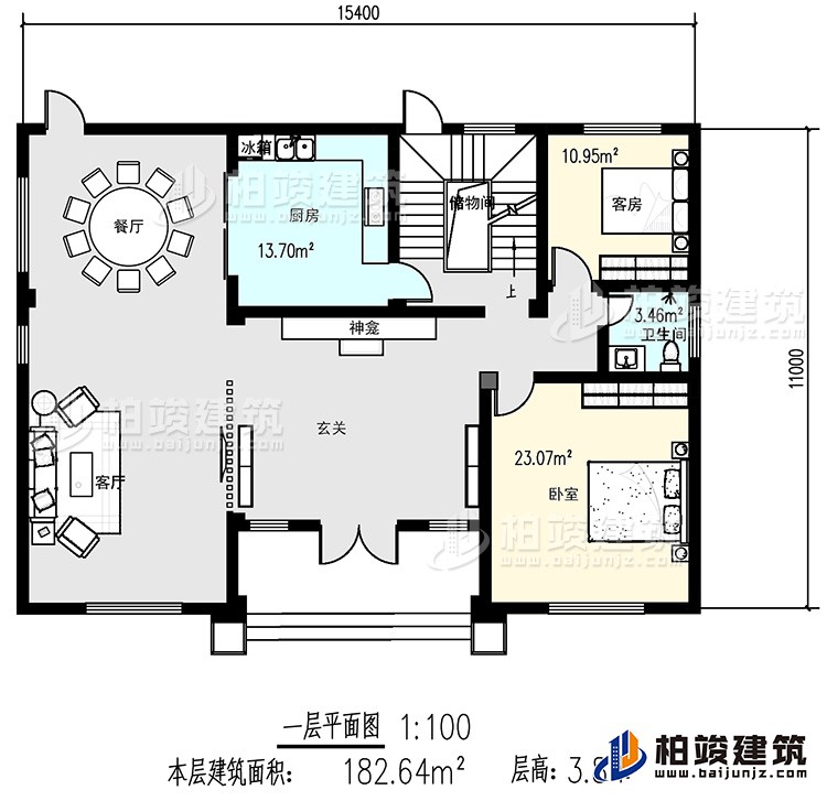 一層：客廳，2臥室，廚房，餐廳，衛(wèi)生間，儲(chǔ)物間