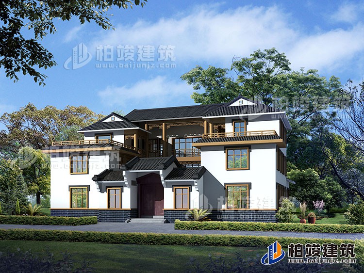 豪華新中式四合院別墅設(shè)計(jì)圖、施工圖 造價(jià)40萬BZ354-新中式風(fēng)格
