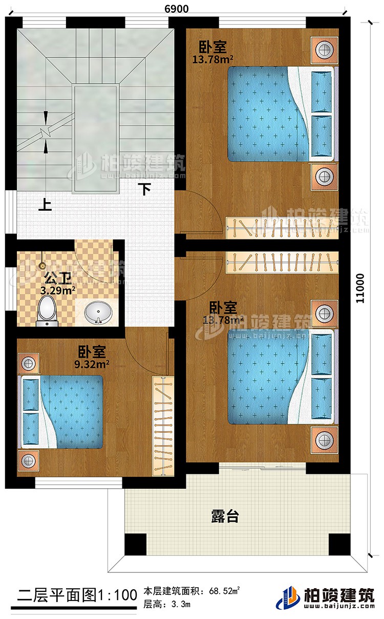 歐式三層樓房設(shè)計(jì)圖，三層新農(nóng)村樓房圖紙BZ353-簡歐風(fēng)格