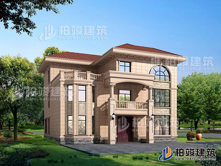 農(nóng)村三層樓房設(shè)計(jì)圖及效果圖，復(fù)式框架結(jié)構(gòu)BZ378-簡(jiǎn)歐風(fēng)格