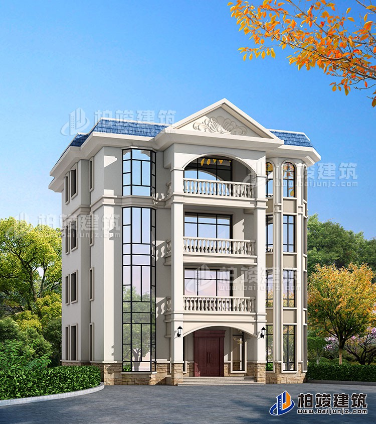 四層豪華歐式別墅自建樓房設(shè)計圖紙，帶效果圖和全套施工圖BZ407-簡歐風格