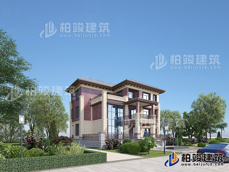 三層復(fù)式別墅設(shè)計(jì)方案圖，戶(hù)型合理、造價(jià)35萬(wàn)BZ382-簡(jiǎn)歐風(fēng)格