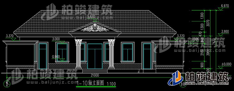 農(nóng)村蓋房設(shè)計大全一層房子的設(shè)計圖紙，帶漂亮的小院子BZ116-簡歐風(fēng)格