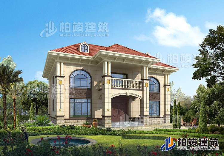二層歐式復(fù)式小別墅設(shè)計(jì)方案，全套建筑設(shè)計(jì)圖紙BZ2518-簡歐風(fēng)格