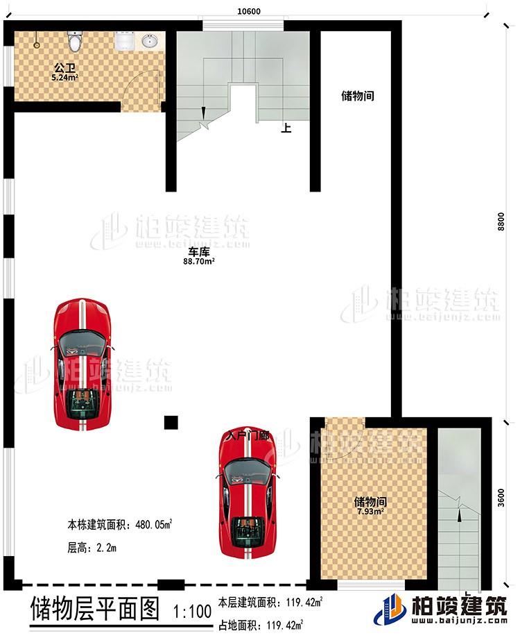 地下室：2儲物間、公衛(wèi)、車庫