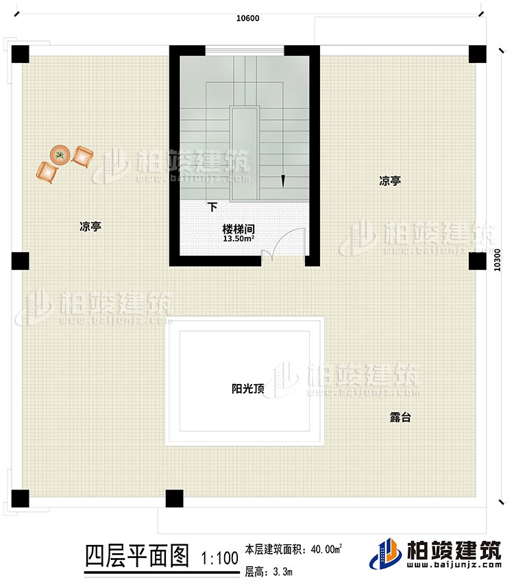 四層：樓梯間、2涼亭、露臺、陽光頂