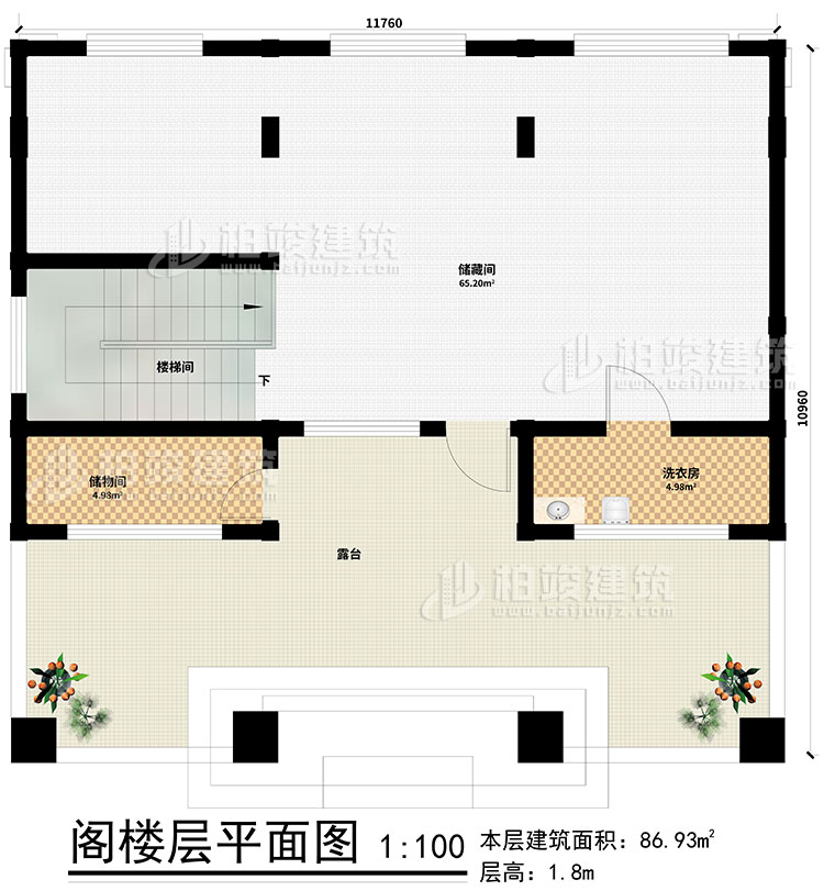 閣樓：2儲(chǔ)物間、樓梯間、洗衣房、露臺(tái)